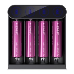 Chargeur Efest SLIM K4 – Type-C, 4 accus IMR Li-ion 3.6V/3.7V