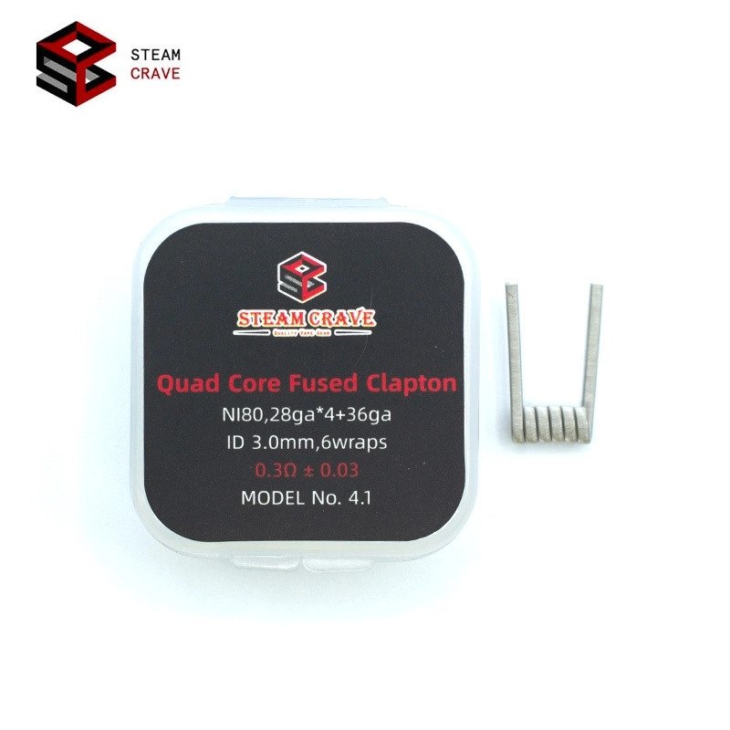Coils Quad Core Fused Clapton Ni80 Steam Crave 3 mm 0.3 ohm Coils Quad Core Fused Clapton Ni80 Steam Crave 3 mm 0.3 ohm