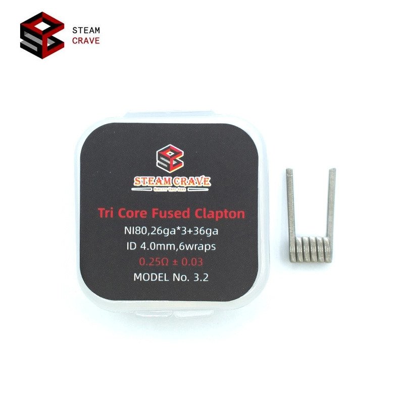 Coils Tri Core Fused Clapton Ni80 Steam Crave 4mm 0.25 ohm Coils Tri Core Fused Clapton Ni80 Steam Crave 4mm 0.25 ohm