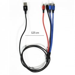 Câble USB 4-en-1: 2 Type-C / 1 Micro USB / 1 Lightning - Charge rapide