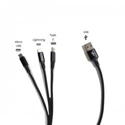 Câble USB 3-en-1 Type C / Micro USB / Lightning - Charge Rapide