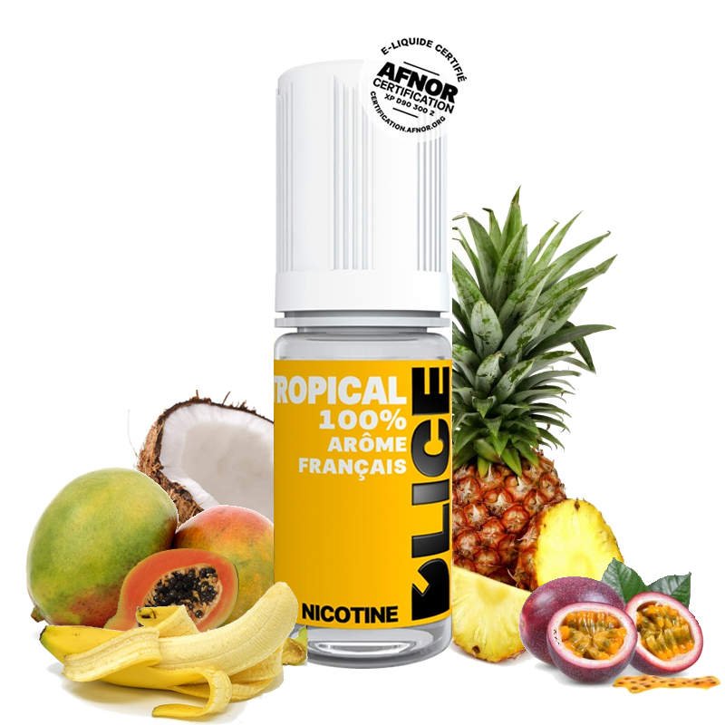 Eliquide Tropical DLICE cocktail Mangue Ananas Fruits de la passion Banane et Noix de coco Eliquide Tropical DLICE cocktail Mangue Ananas Fruits de la passion Banane et Noix de coco